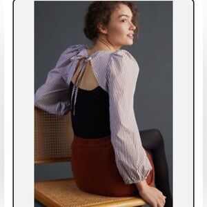 Anthropologie Maeve NWT Open Back Puff-Sleeved Blouse size XXL